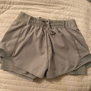 grey workout shorts with spandex underneath